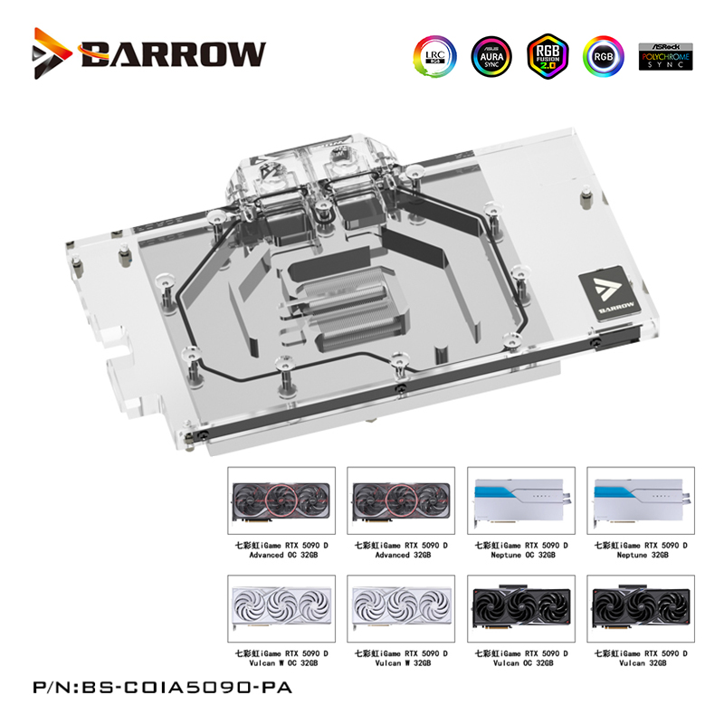 บล็อกน้ำ GPU Barrow สำหรับการ์ - Rtx 5090 32Gb บทวิจารณ์และราคา
